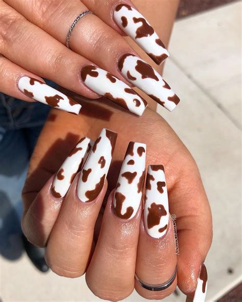 brown and white nail designs